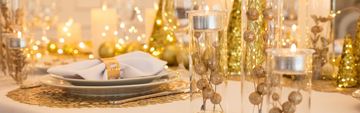 gold themed holiday table setting