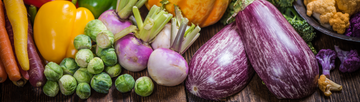 colorful fresh produce spread out on table