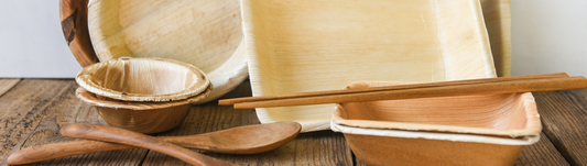 palm leaf bowls plates and trays