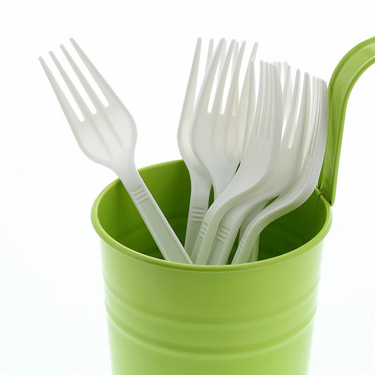 Medium Heavy Weight White Polypropylene Forks