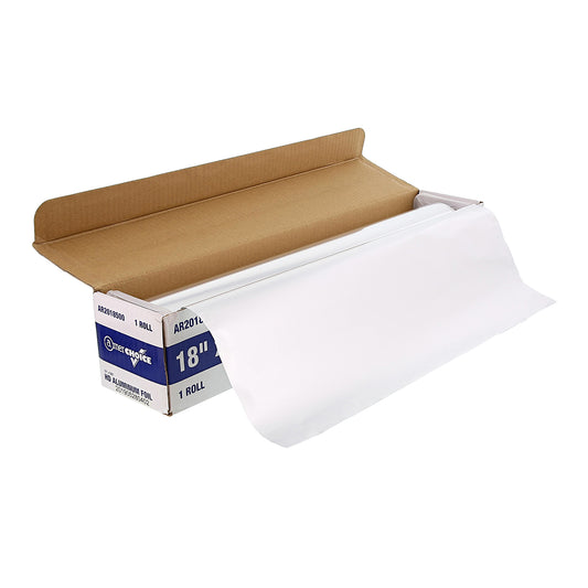 18" x 500' HD 20 Aluminum Roll in box with start of roll pulled out