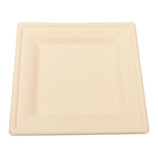 No PFAS added 8" Square Heavy Molded Fiber Plate