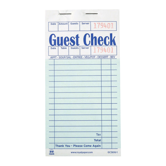 Green Guest Check-1 Part Booked
