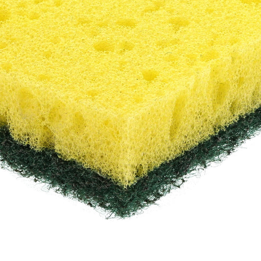 3.75" x 6.5" Green Heavy Duty Scouring Pad/Sponge Combo Closeup
