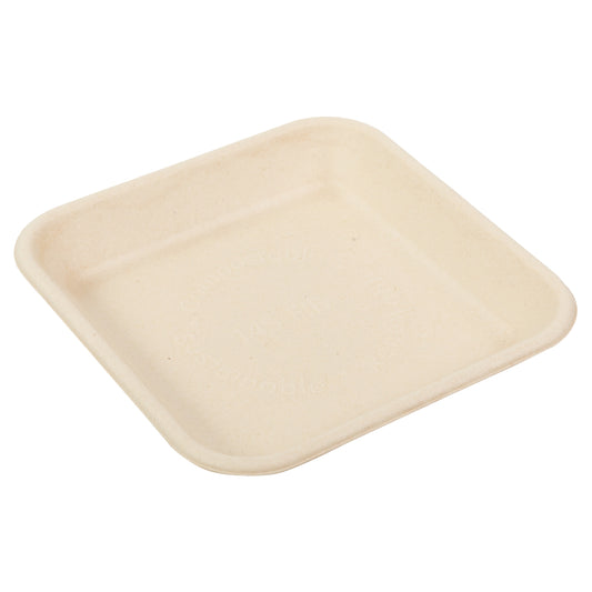 No PFAS added 6" x 6" x 0.88" Molded Fiber Mini Tray top view