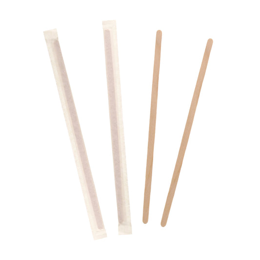 7.5" Individually Wrapped Wood Coffee Stirrers