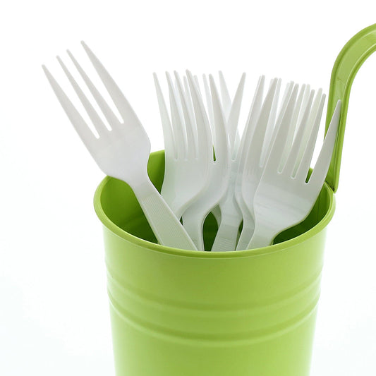 AmerCareRoyal Take-Out/Dine-In/Disposable Cutlery And Utensils/Disposable Cutlery/Disposable Forks Medium Heavy White Polystyrene Forks, Case of 1,000