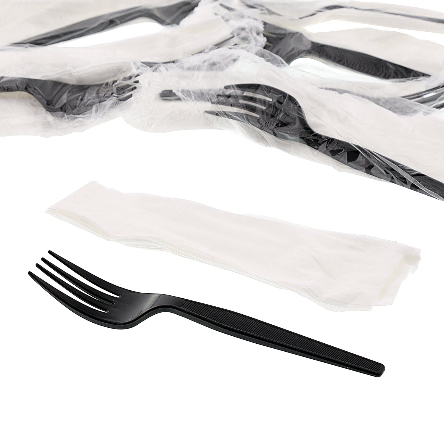 Choice Medium Weight Black Wrapped Plastic Cutlery Set with Knife