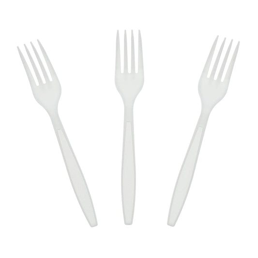 AmerCareRoyal Take-Out/Dine-In/Disposable Cutlery And Utensils/Disposable Cutlery/Disposable Forks Heavy White Polystyrene Forks, Case of 1,000
