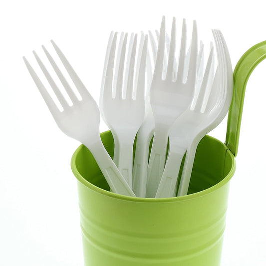 AmerCareRoyal Take-Out/Dine-In/Disposable Cutlery And Utensils/Disposable Cutlery/Disposable Forks Heavy White Retail Boxed Polystyrene Forks, Case of 1,000