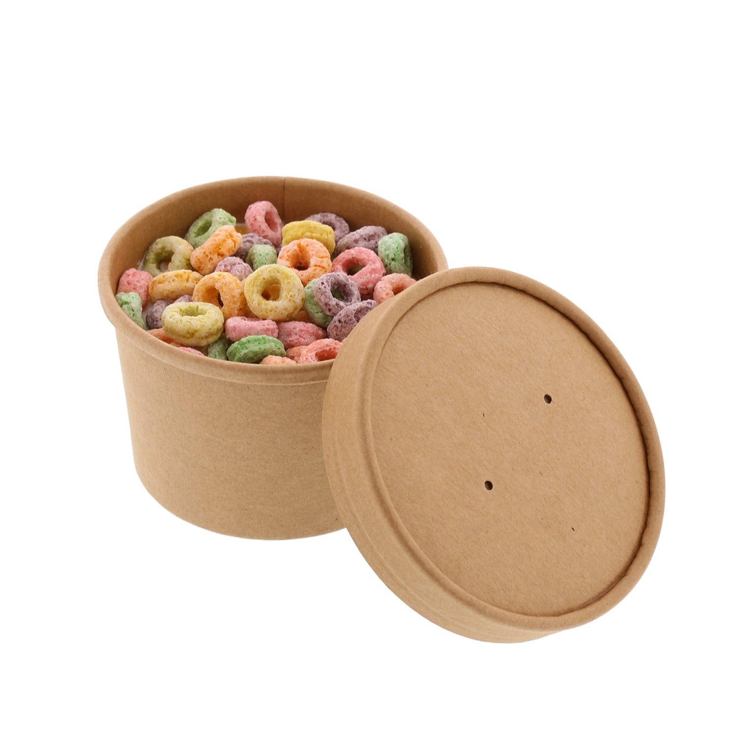 50 Pack] 8 oz Disposable Kraft Paper Soup Containers with Vented