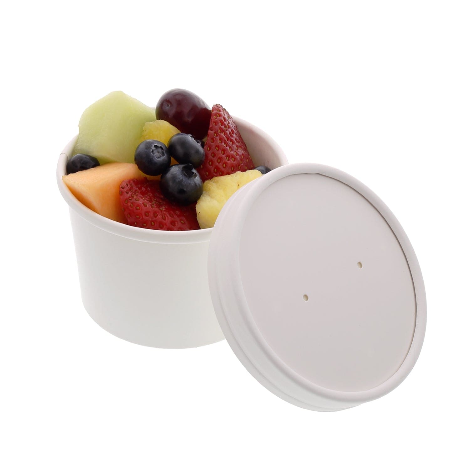 Solo KHB8A-2050 8 oz White Paper Food Container And Lid (Case of 250  Containers w/Lids)