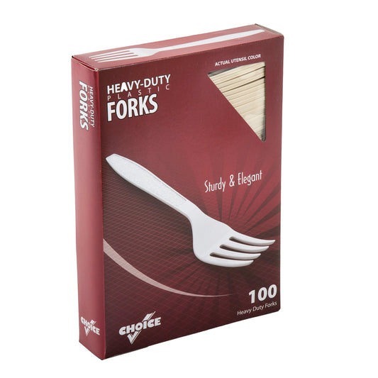 AmerCareRoyal Take-Out/Dine-In/Disposable Cutlery And Utensils/Disposable Cutlery/Disposable Forks Heavy Champagne Retail Boxed Polystyrene Forks, Case of 1,000