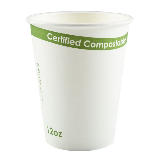 CiboWares.com Take-Out/Dine-In/Disposable Beverage Supplies 12 oz. White Compostable Cup PLA Lined, Case of 1,000