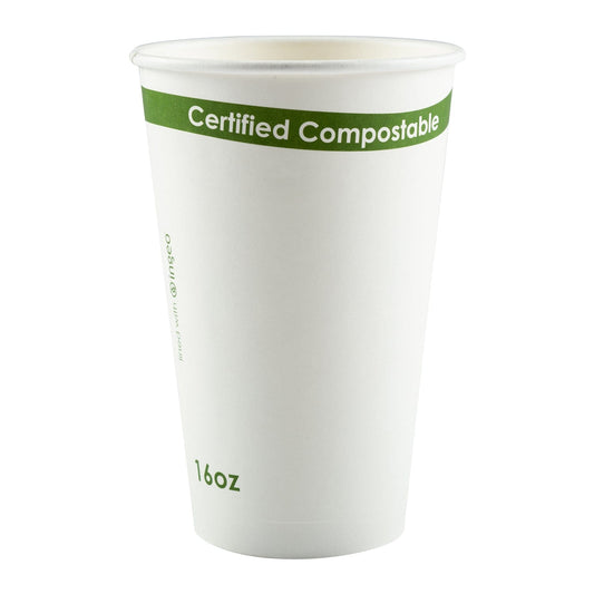 CiboWares.com Take-Out/Dine-In/Disposable Beverage Supplies 16 oz. White Compostable Cup PLA Lined, Case of 1,000