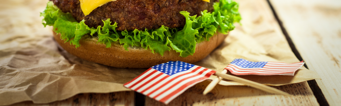 american food picks in front of burger