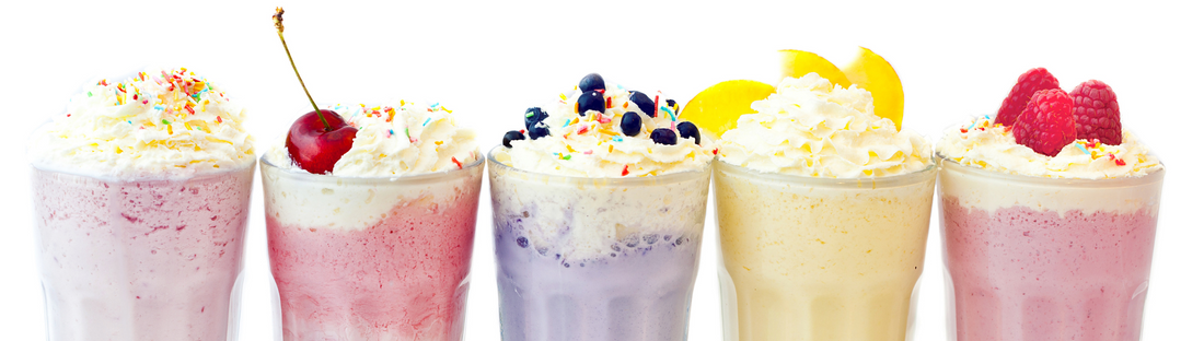 colorful fruit milkshakes