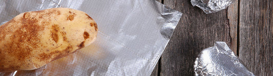 potato on a sheet of aluminum foil