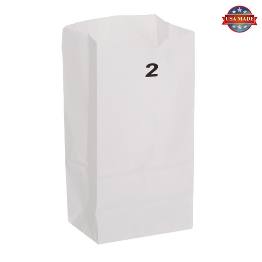2# White Paper Grocery Bags, Case of 500