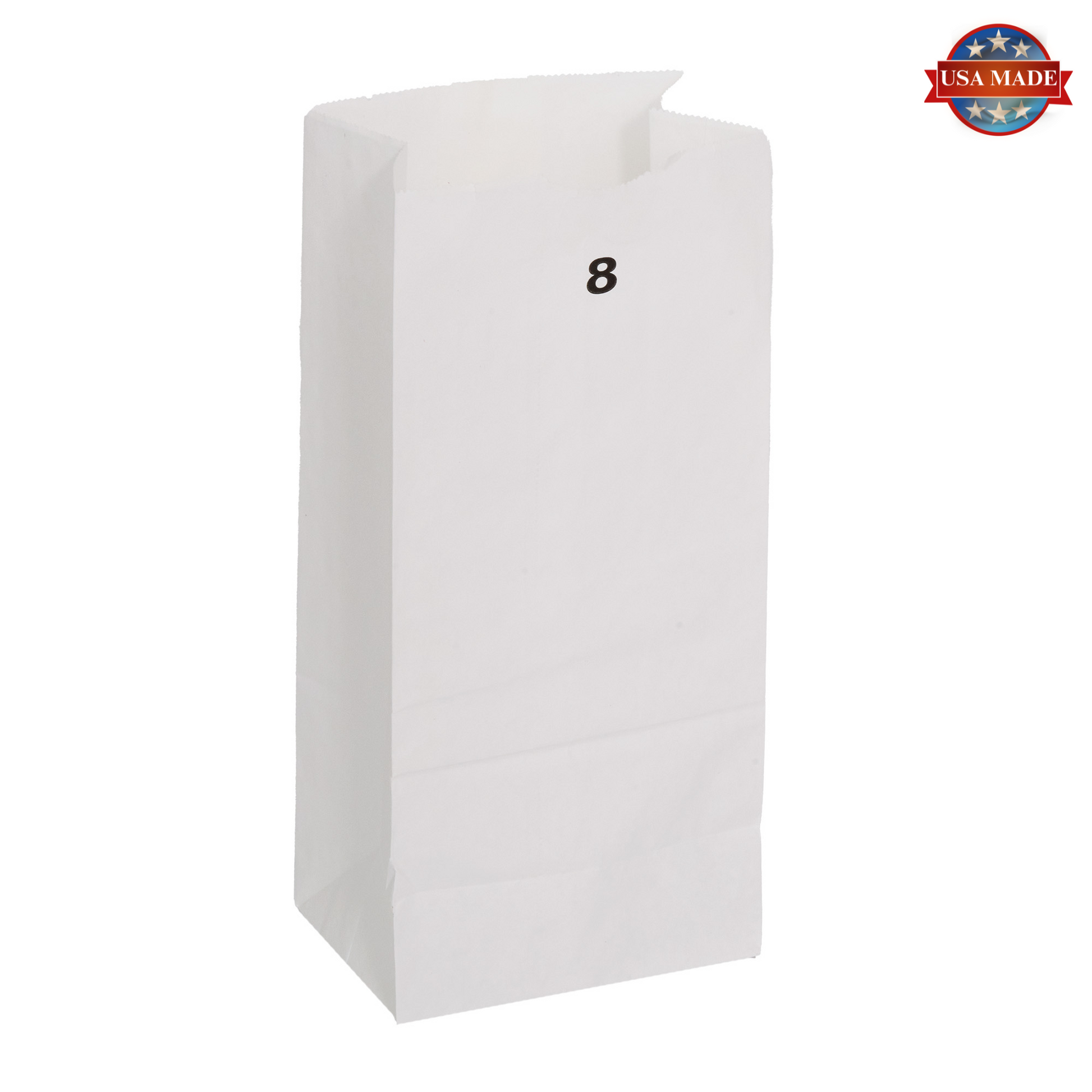 8# White Paper Grocery Bags, Case of 500