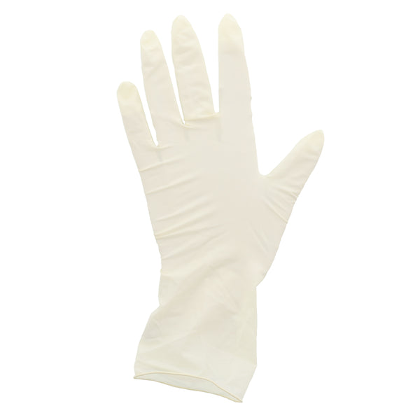 Glove, Exam Grade, Ultra Flex Latex, PF, X-Small laying flat.
