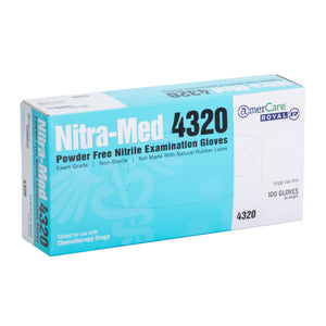 inner box of Exam Grade Powder-Free Nitrile Nitra-Med Gloves