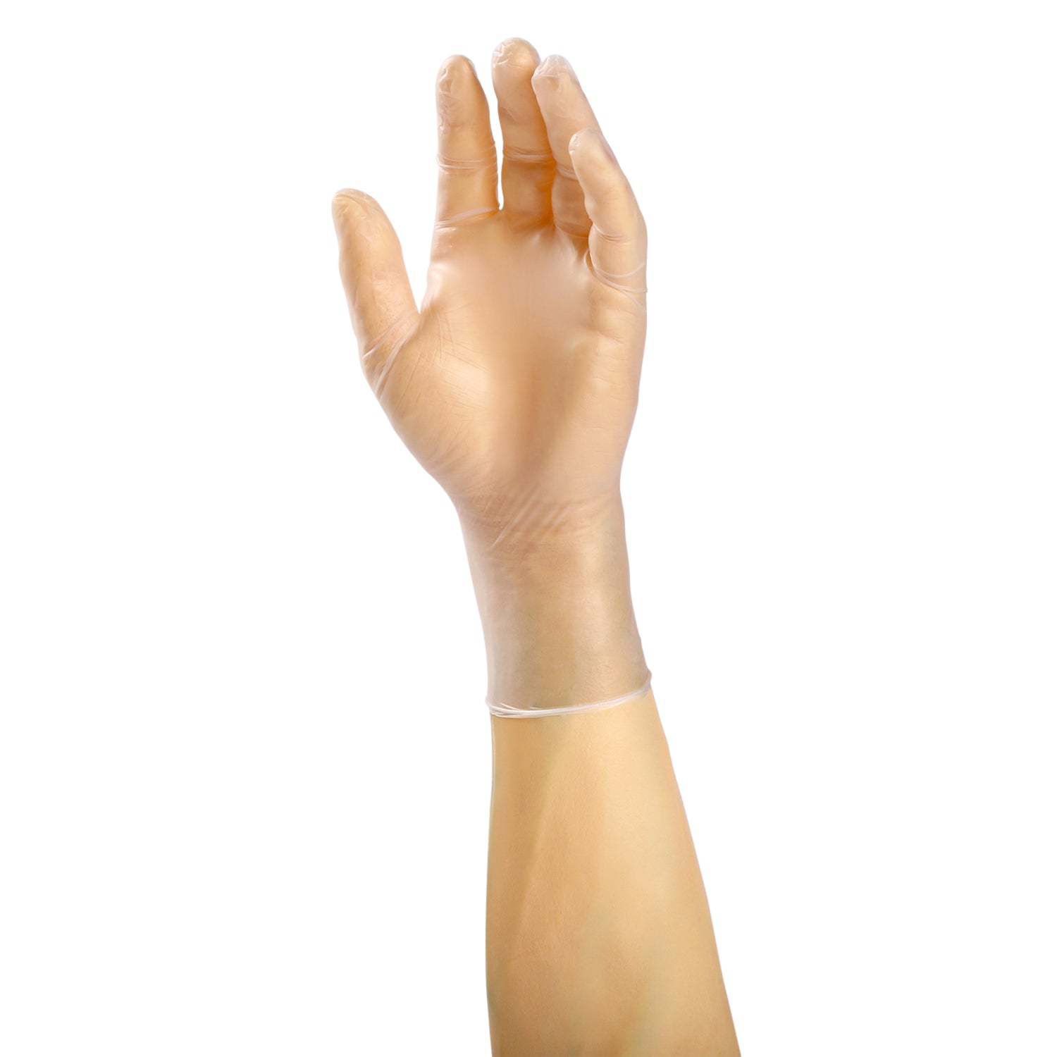 Glove, Exam Grade, Sensi-Flex Vinyl, PF, Small on hand.