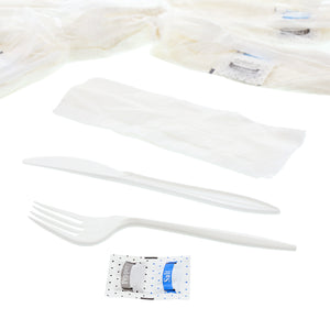 5 Piece Kit White Medium Weight Fork-Knife-S&P-12