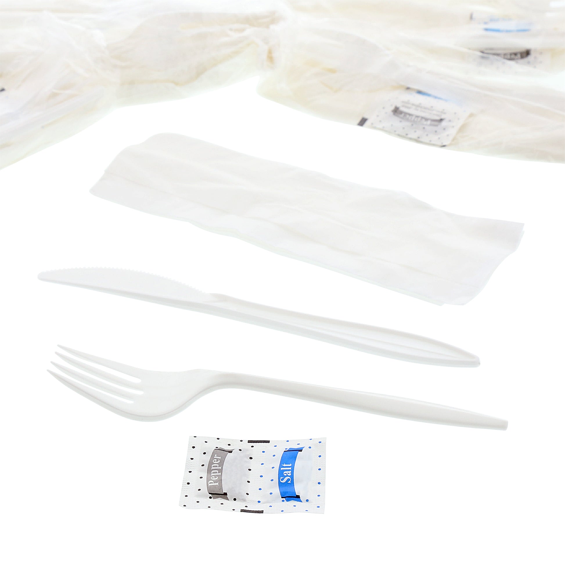 5 Piece Kit White Medium Weight Fork-Knife-S&P-12" x 13" Napkin