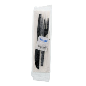 5 Piece Kit Black Medium Heavy Weight Fork-Knife-S&P-13