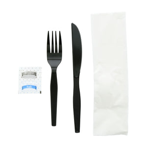 5 Piece Kit Black Medium Heavy Weight Fork-Knife-S&P-13