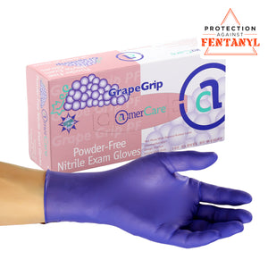 Grape Grip Nitrile Gloves, Exam Grade, Powder-Free, X-Small