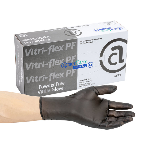 Medium Powder-Free Vitrile Vitri-Flex Black Gloves