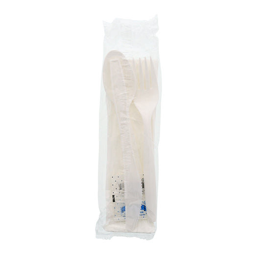 6 Piece Kit White Medium Plus Weight Fork-Teaspoon-Knife-12" x 13" Napkin-S&P