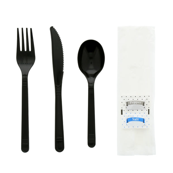6 Piece Kit Black Heavy Weight Fork-Teaspoon-Knife-13