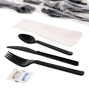 6 Piece Kit Black Heavy Weight Fork-Teaspoon-Knife-13