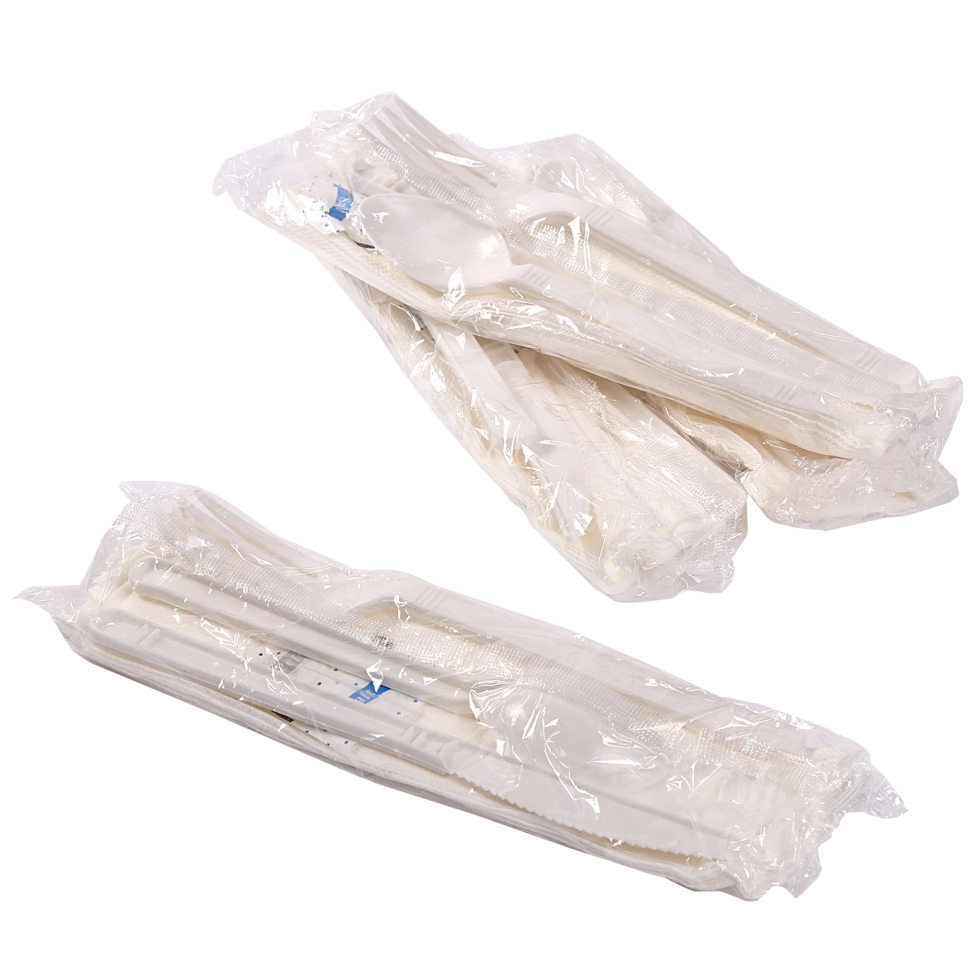 6 Piece Kit White Heavy Weight Fork, Teaspoon, Knife, 13" x 17" Napkin, S&P
