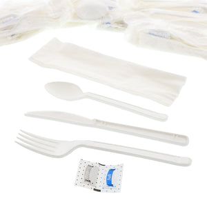 6 Piece Kit White Heavy Weight Fork, Teaspoon, Knife, 13