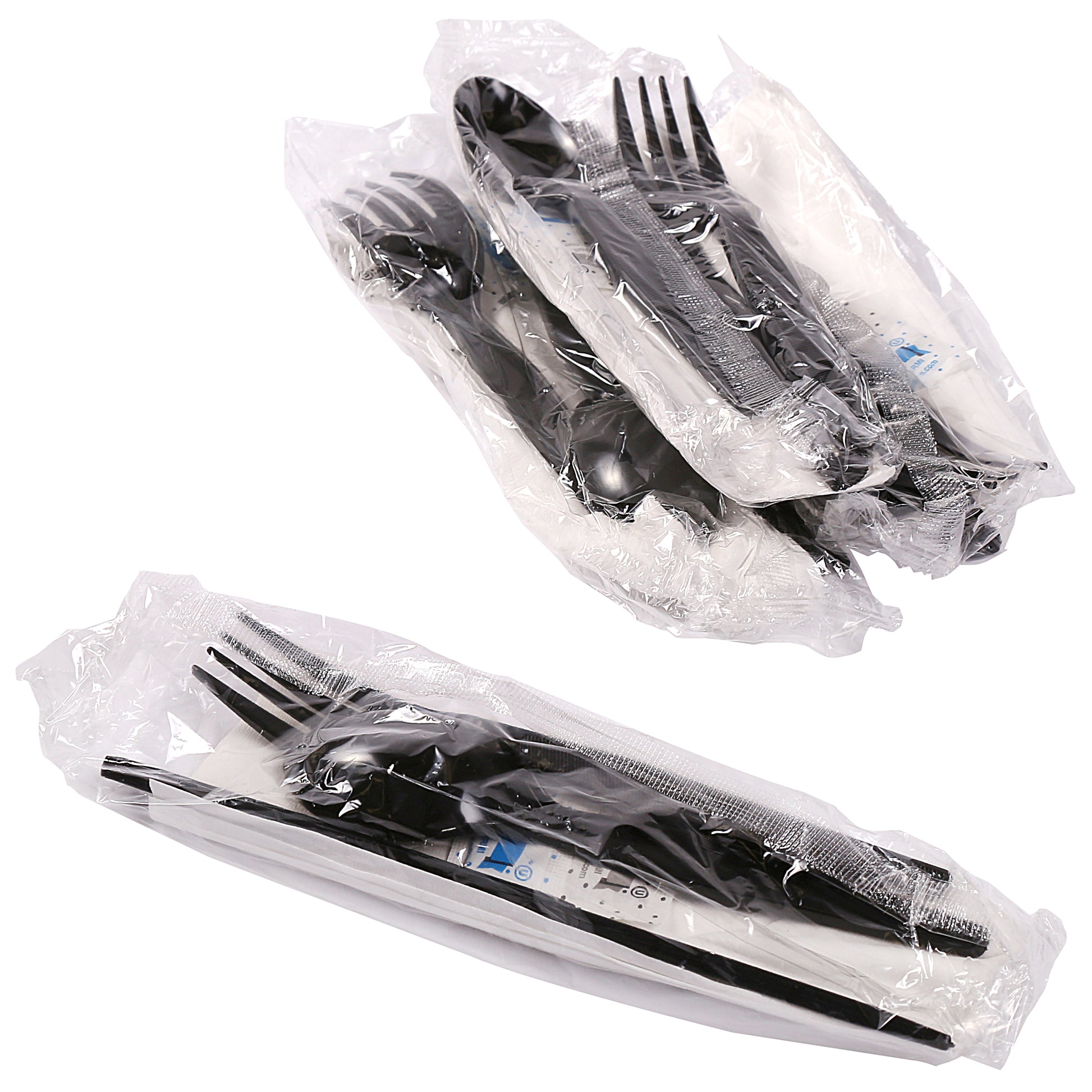 6 Piece Kit Black Medium Heavy Weight Fork-Knife-Teaspoon-12" x 13" Napkin-S&P