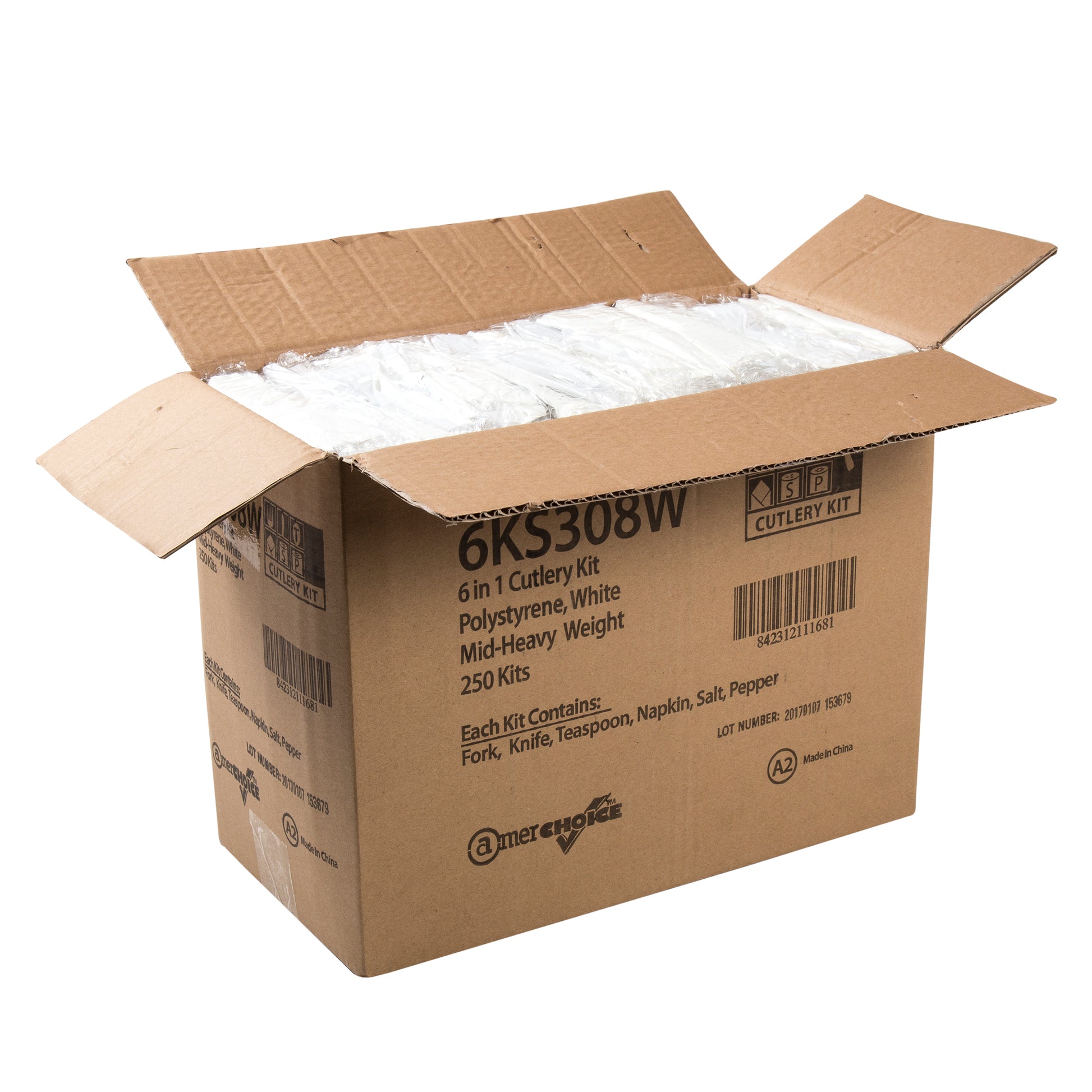 open case of 6 piece cutlery kits