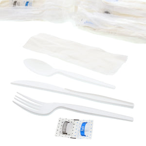 6 Piece Kit White Medium Heavy Weight Fork-Knife-Teaspoon-12