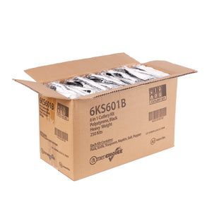 open case of 6 Piece Kit Black Heavy Weight Polystyrene Fork-Teaspoon-Knife-13