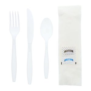 6 Piece Kit White Heavy Weight Polystyrene Fork-Teaspoon-Knife-13
