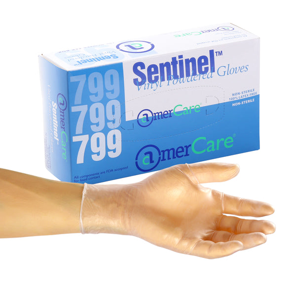 Sentinel Vinyl Gloves, Powdered, X-Large