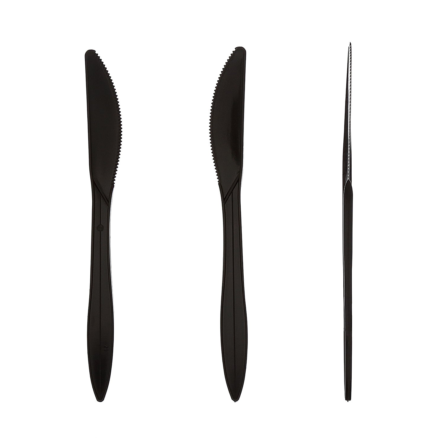 3 Medium Weight Black Polypropylene Knives