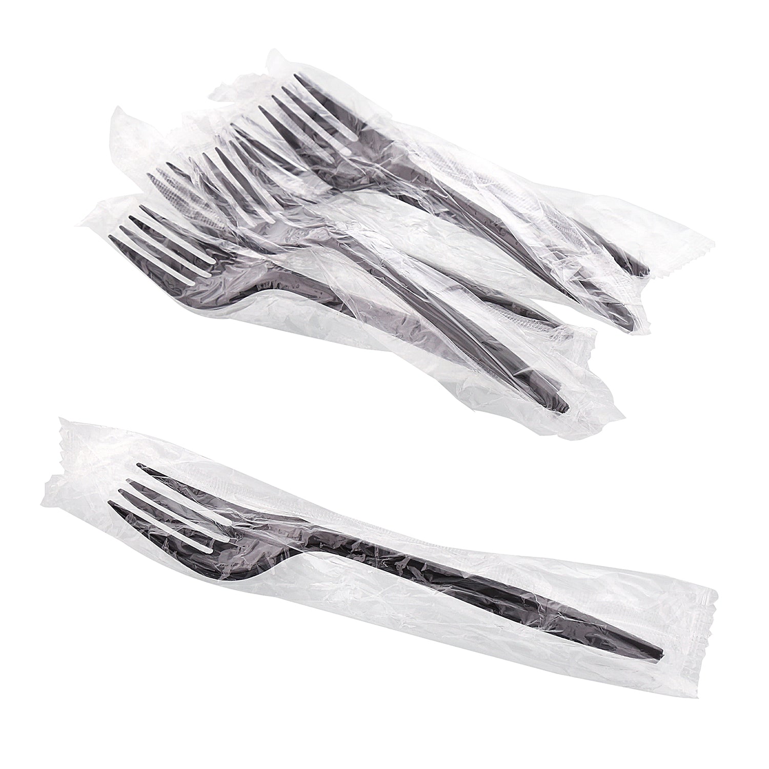 Medium Weight Black Polypropylene Individually Wrapped Forks