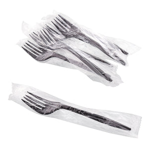 Medium Weight Black Polypropylene Individually Wrapped Forks