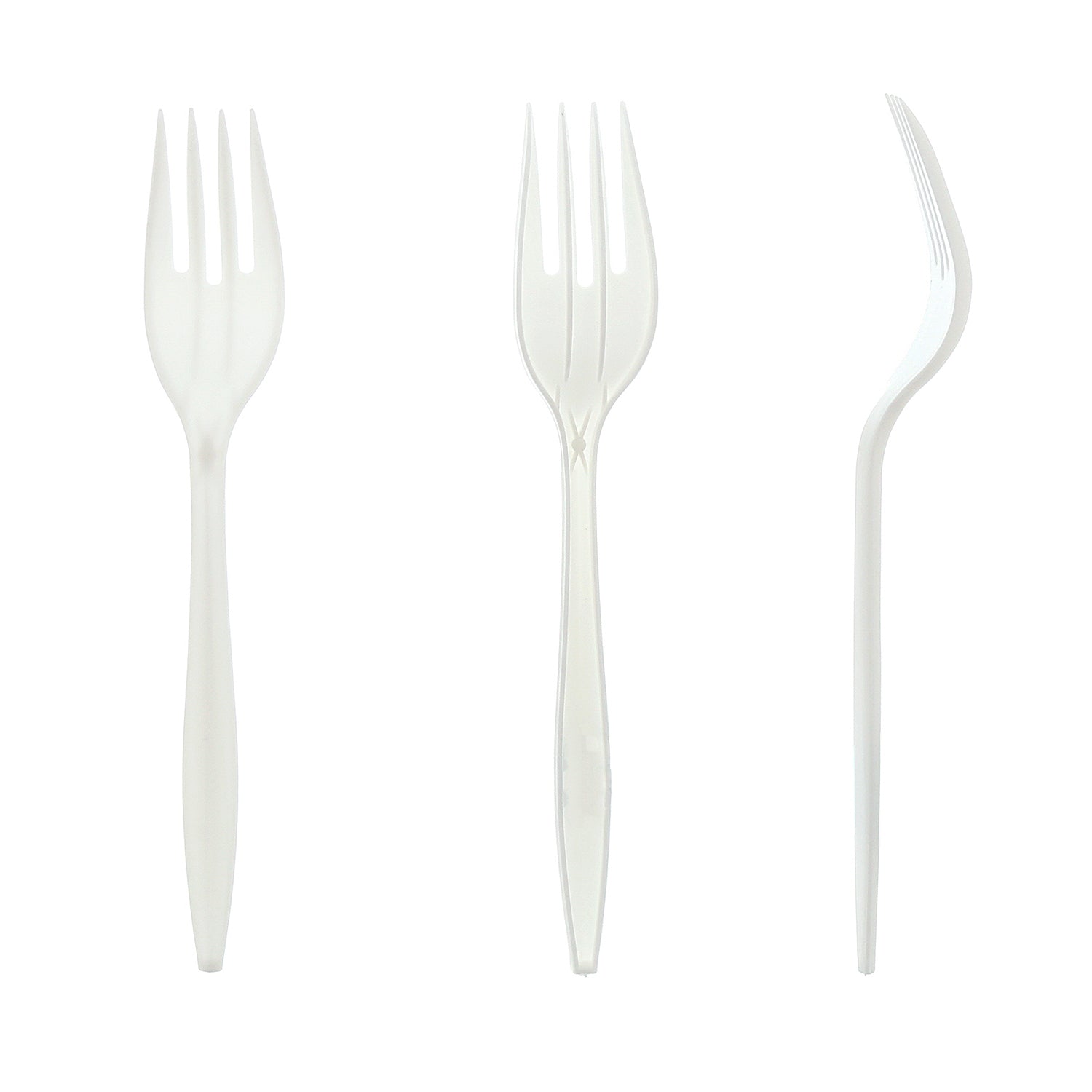 three Medium Weight White Polypropylene Individually Wrapped Forks