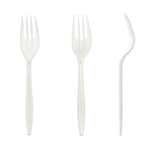 three Medium Weight White Polypropylene Individually Wrapped Forks