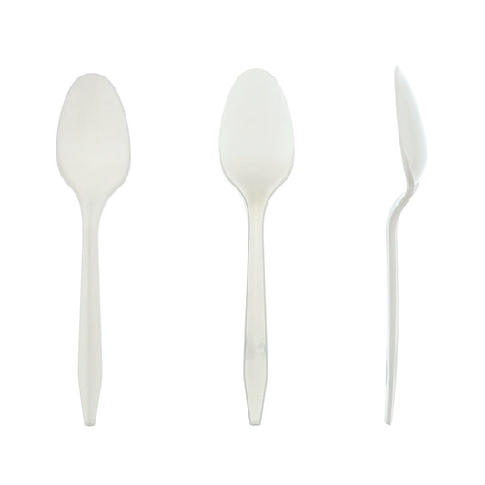Medium Weight White Polypropylene Individually Wrapped Teaspoons